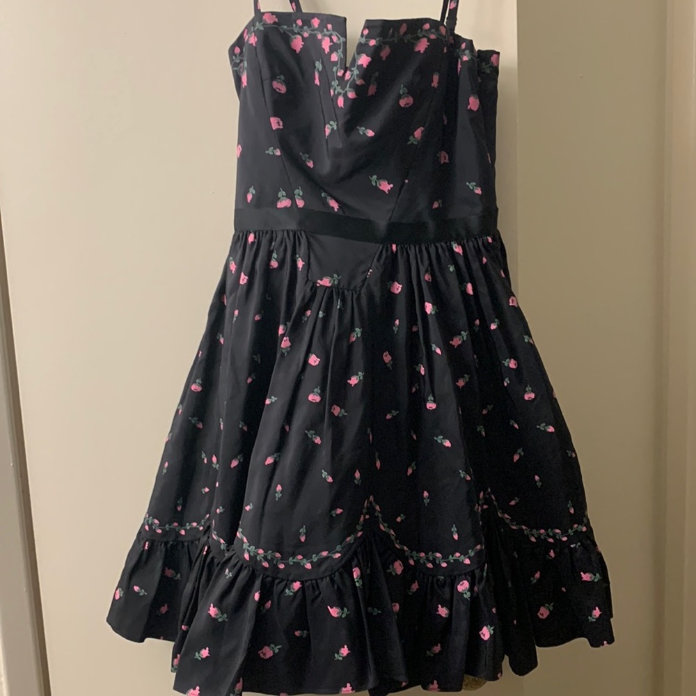 Black Floral Betsey Johnson Lace Up Dress